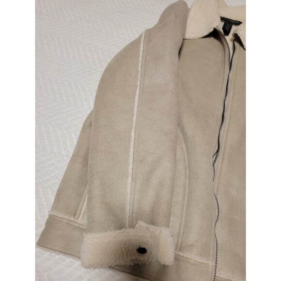 Vintage Crazy Horse Claiborne Beige/Tan Faux Suede Collared Lined Coat Men's L - Picture 8 of 9